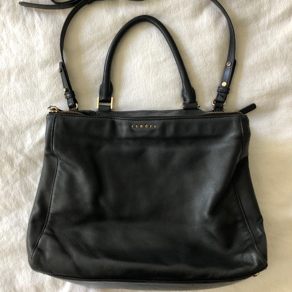 Sandro Black Leather Ladies Crossbody Handbag